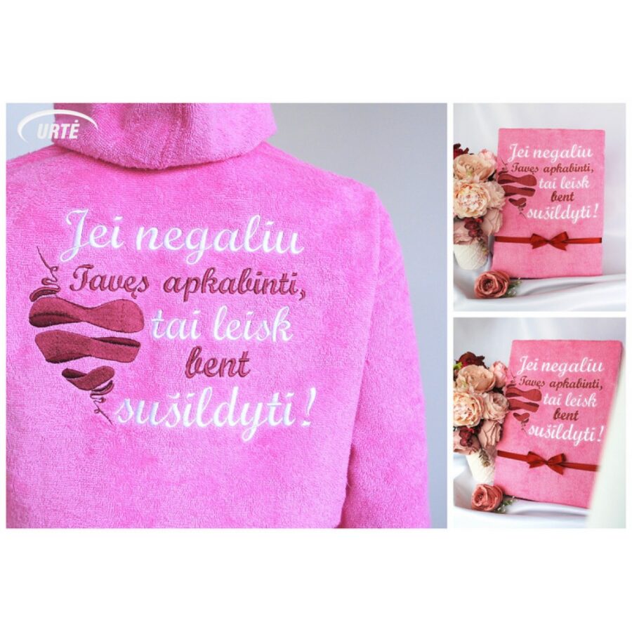 siuvinetas chalatas rozinis